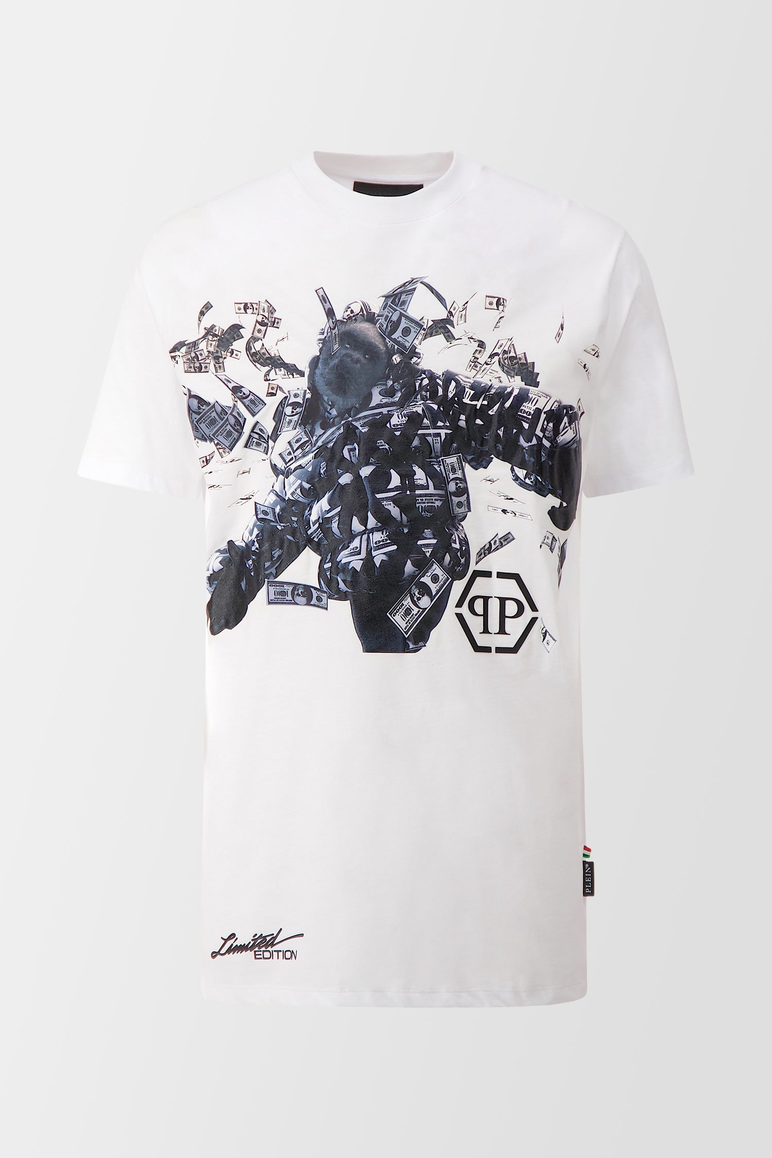 Philipp Plein White Round Neck SS PP Limited Dollar T-Shirt