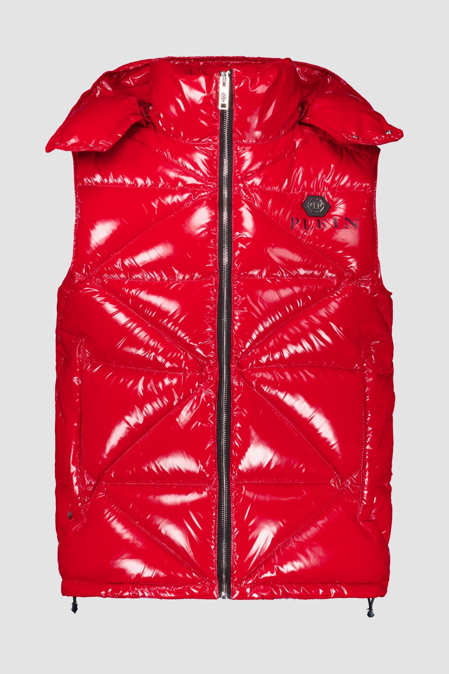 Philipp Plein Red Sleeveless Quilted Down jacket Hexagon