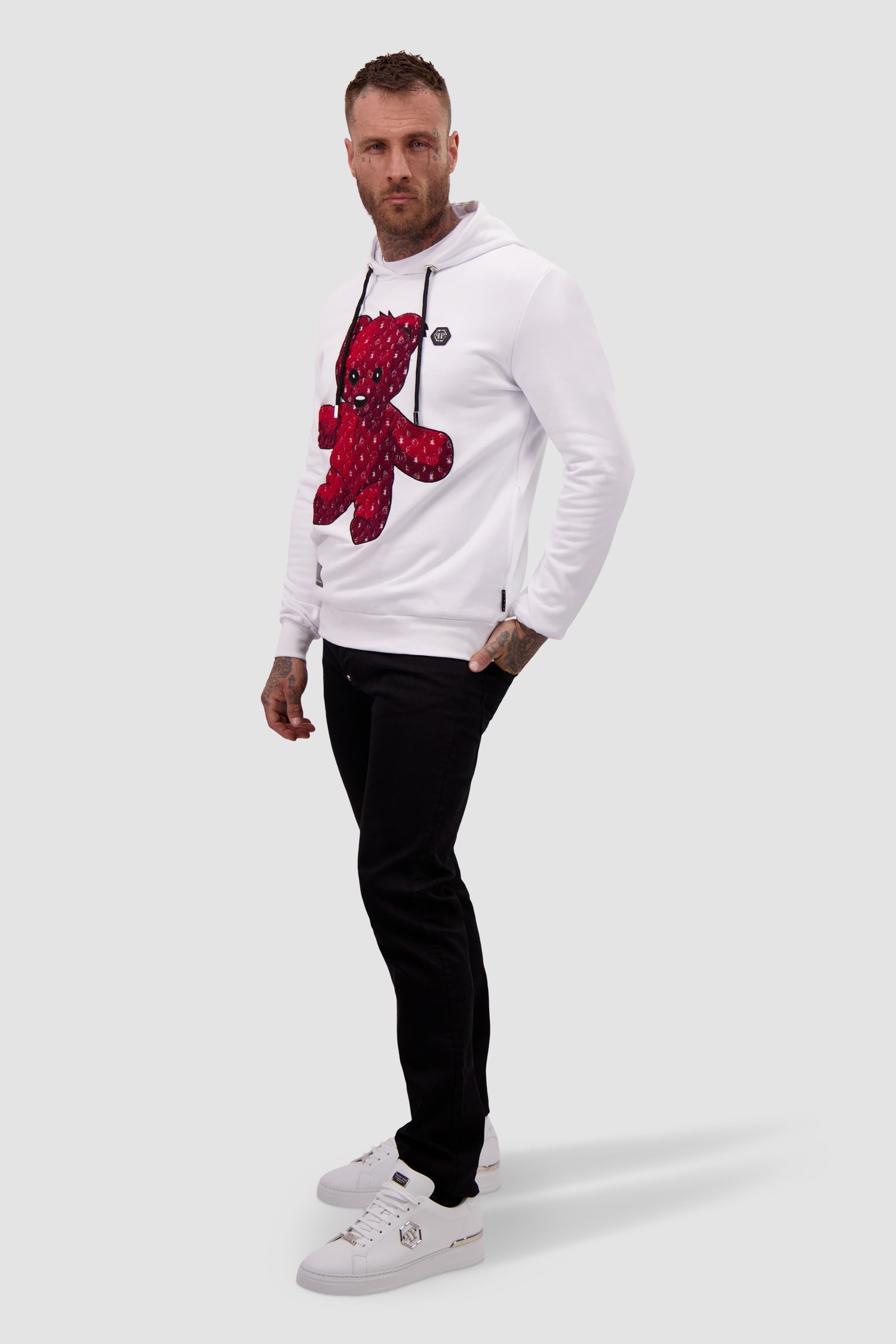 Philipp Plein White Teddy Bear Hoodie