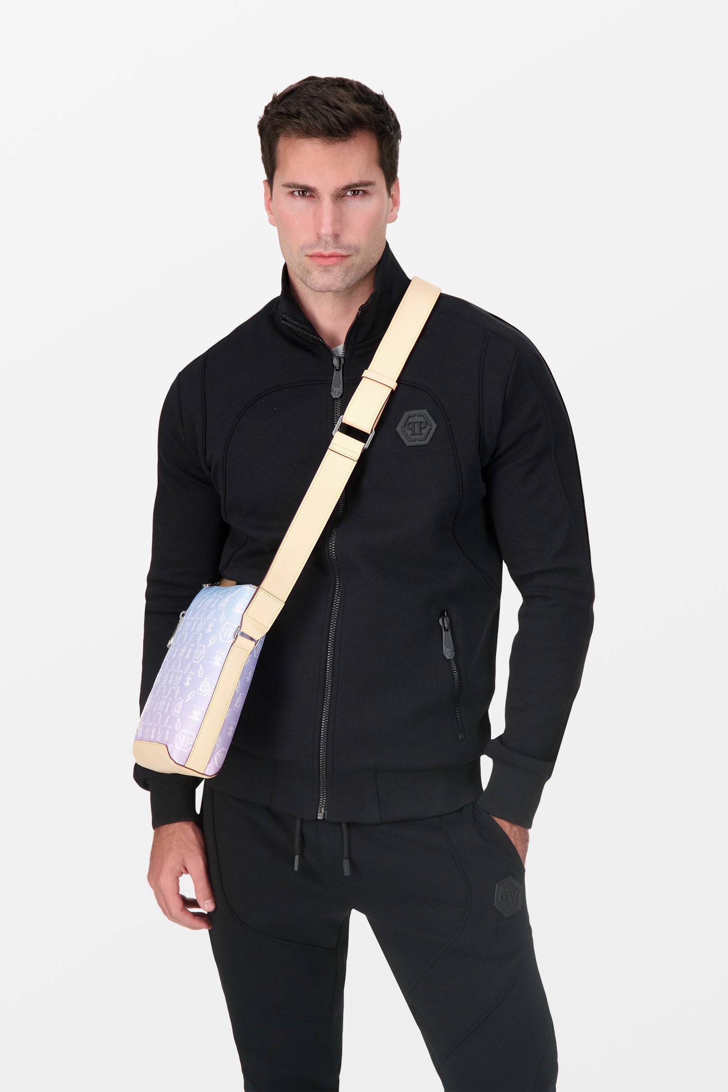 Philipp Plein Multicolor Leather Monogram Cross Body Bag