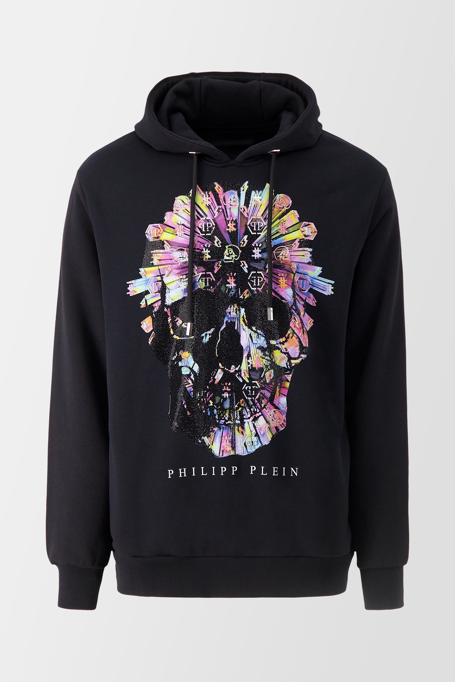 Philipp Plein Multicolor Skull Black Hoodie