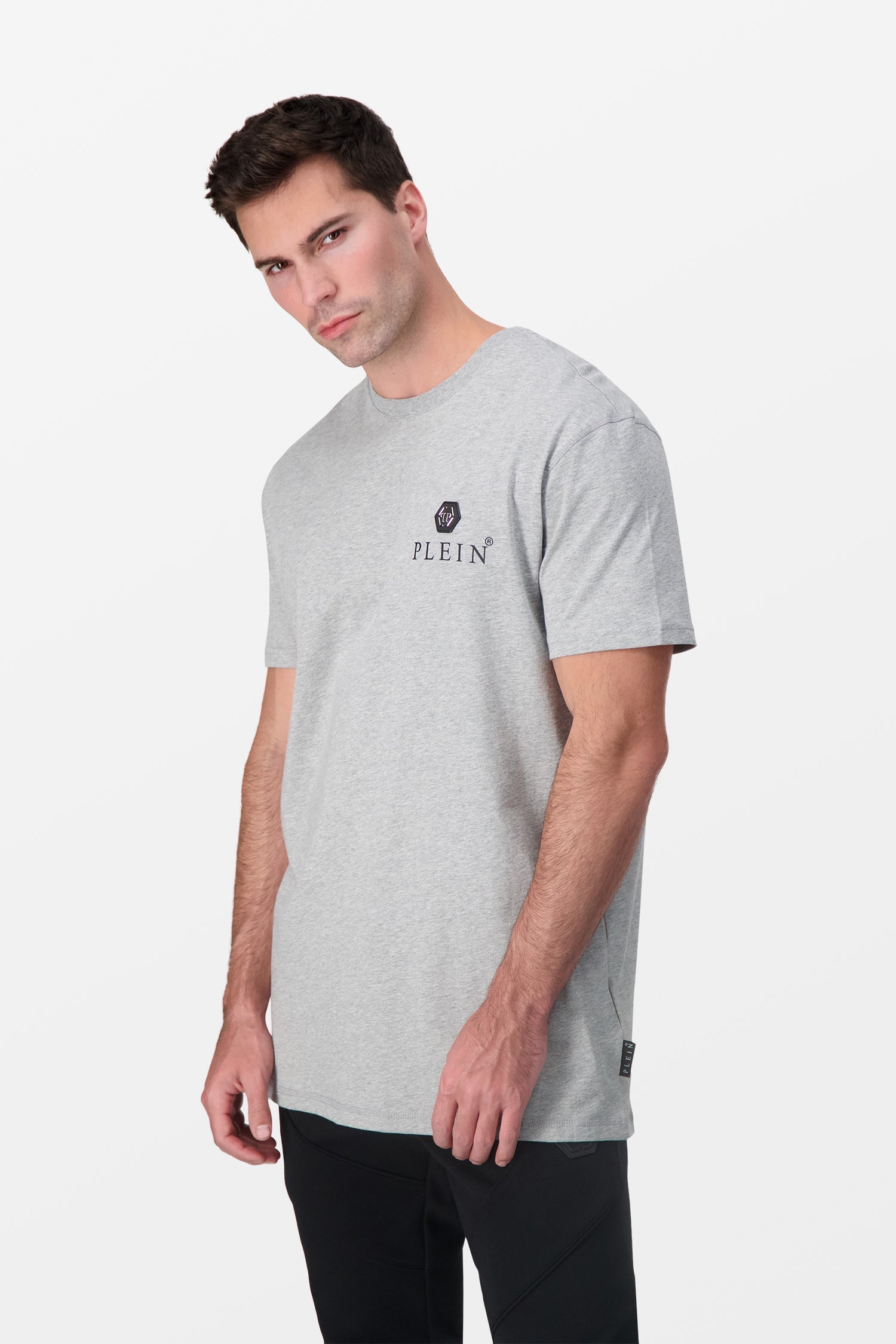 Philipp Plein Grey Round Neck SS Iconic Plein T-Shirt