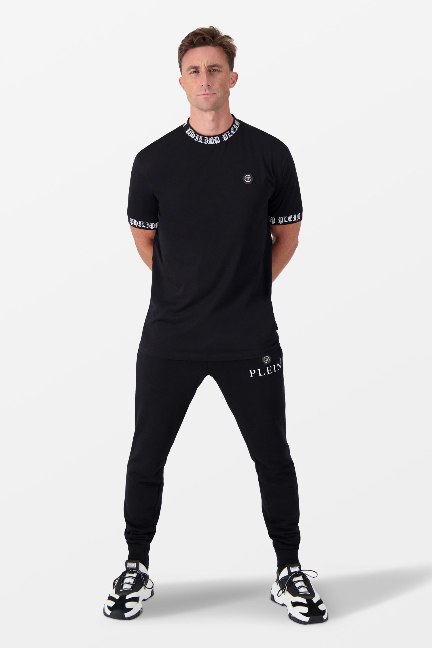 Philipp Plein Black/White Round Neck SS T-Shirt