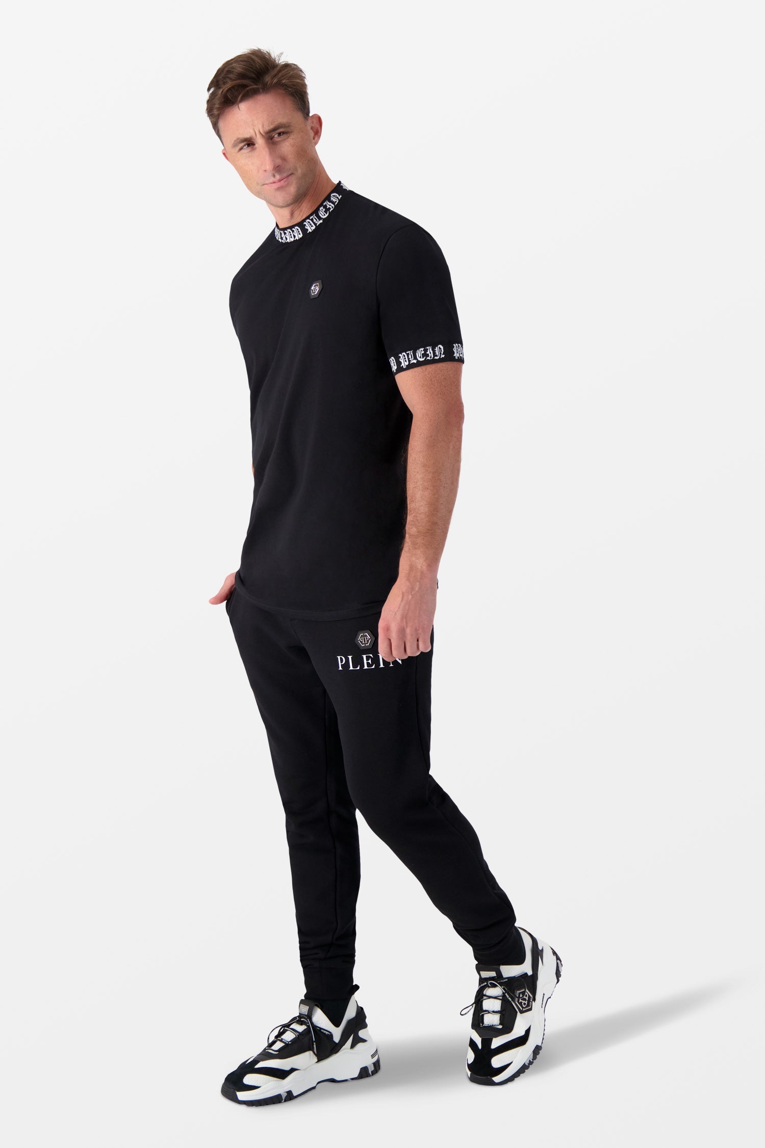 Philipp Plein Black/White Round Neck SS T-Shirt