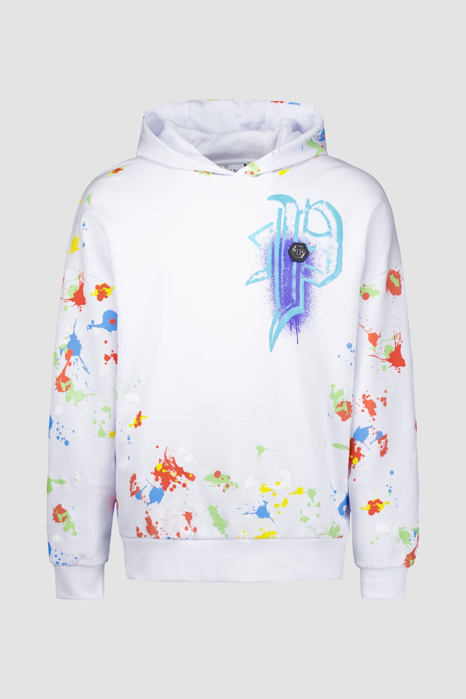 Philipp Plein White Dripping Skull Hoodie