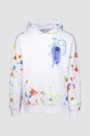 Philipp Plein White Dripping Skull Hoodie