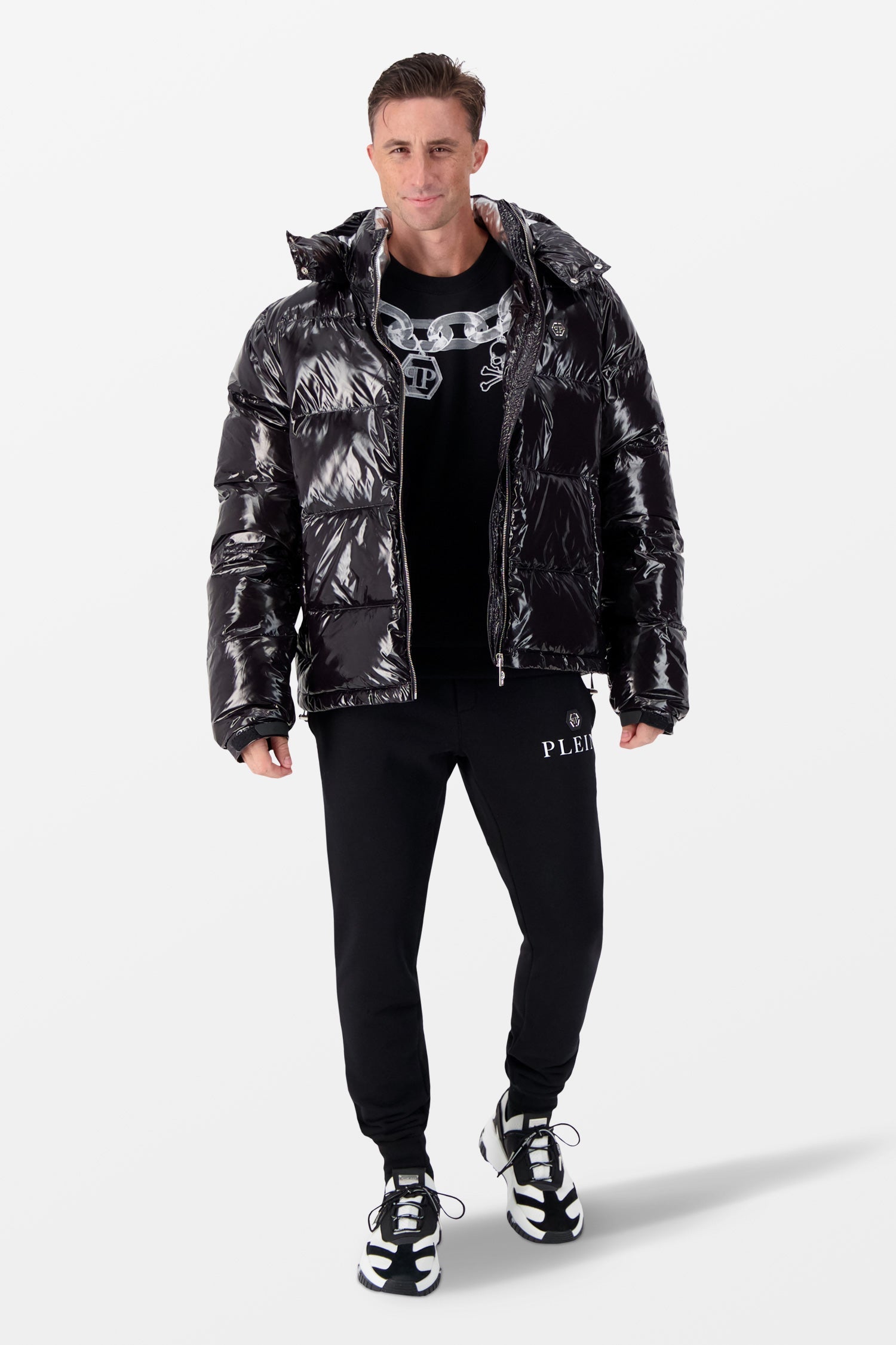 Philipp Plein Black Scorpion Print Down Jacket