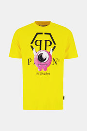 Philipp Plein Yellow Round Neck SS Monster T-Shirt