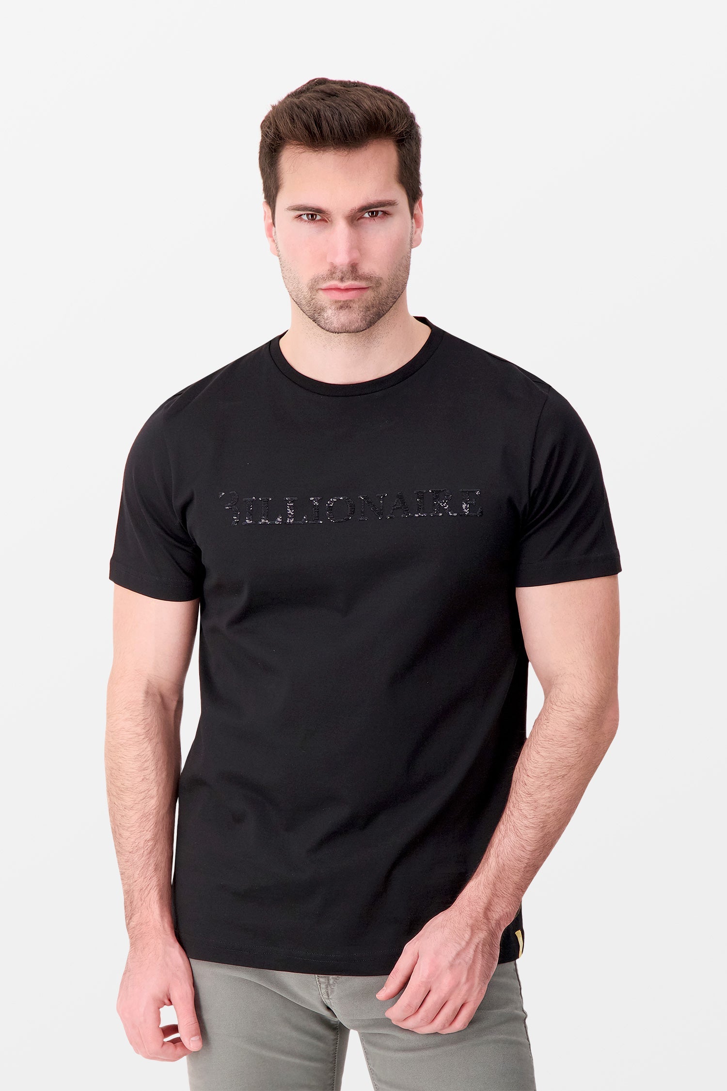 Billionaire Black SS Logos Round Neck T-Shirt