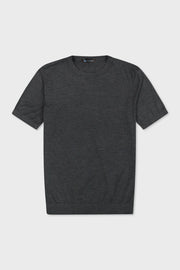 Lanificio Colombo Grey Cashmere Round Neck SS T-Shirt