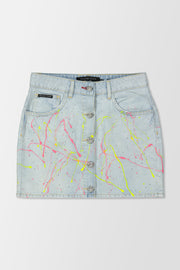 Philipp Plein Hot’n’Cold Crystal Denim Skirt