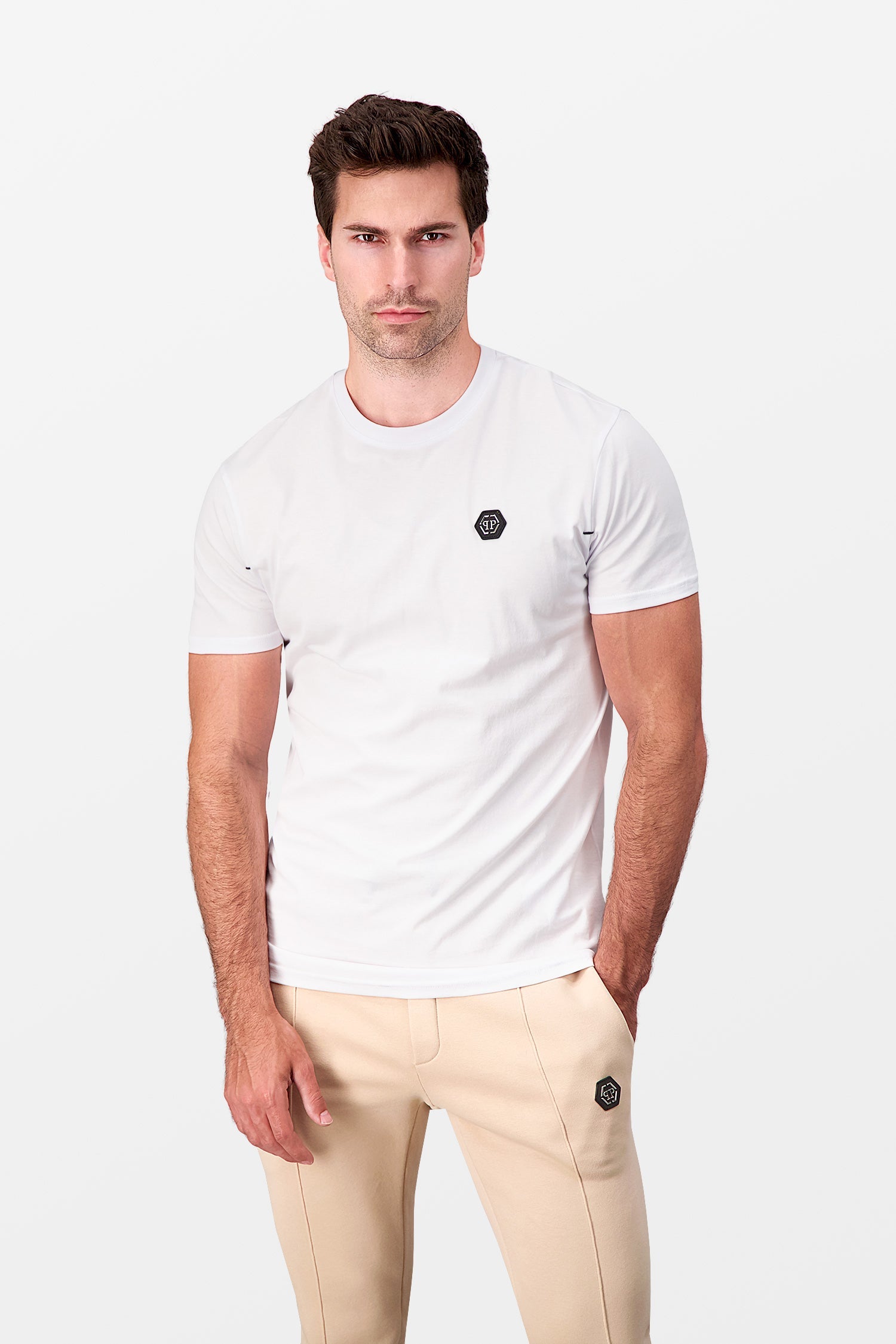 Philipp Plein White Round Neck SS Istitutional T-Shirt