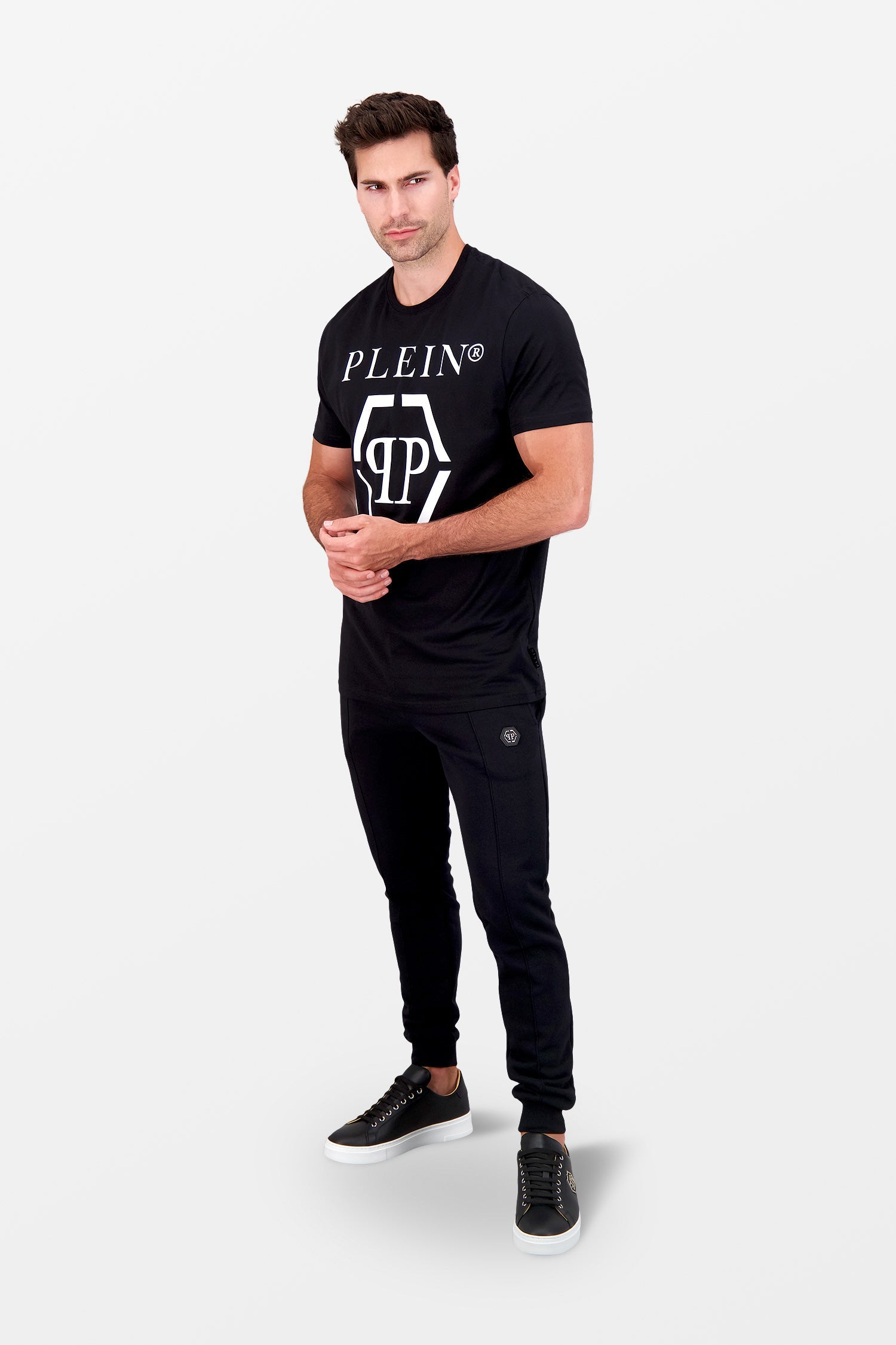 Philipp Plein Black Round Neck SS Hexagon T-Shirt