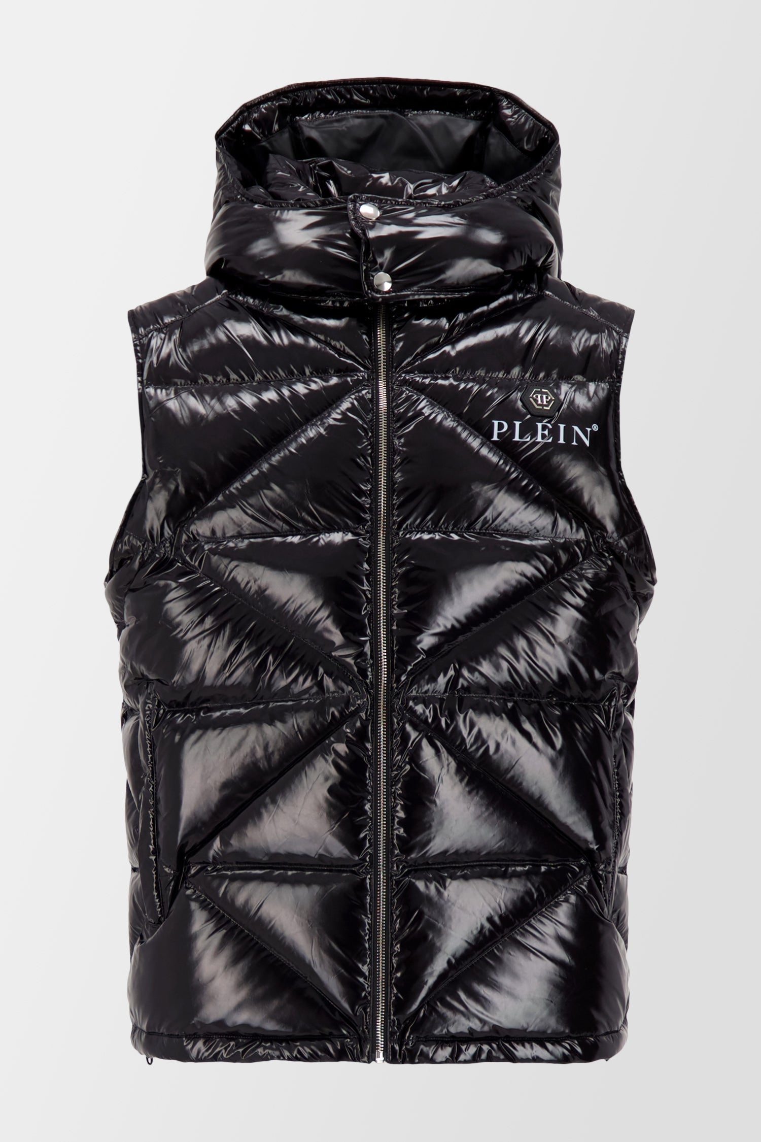 Philipp Plein Black Sleeveless Quilted Down jacket Hexagon