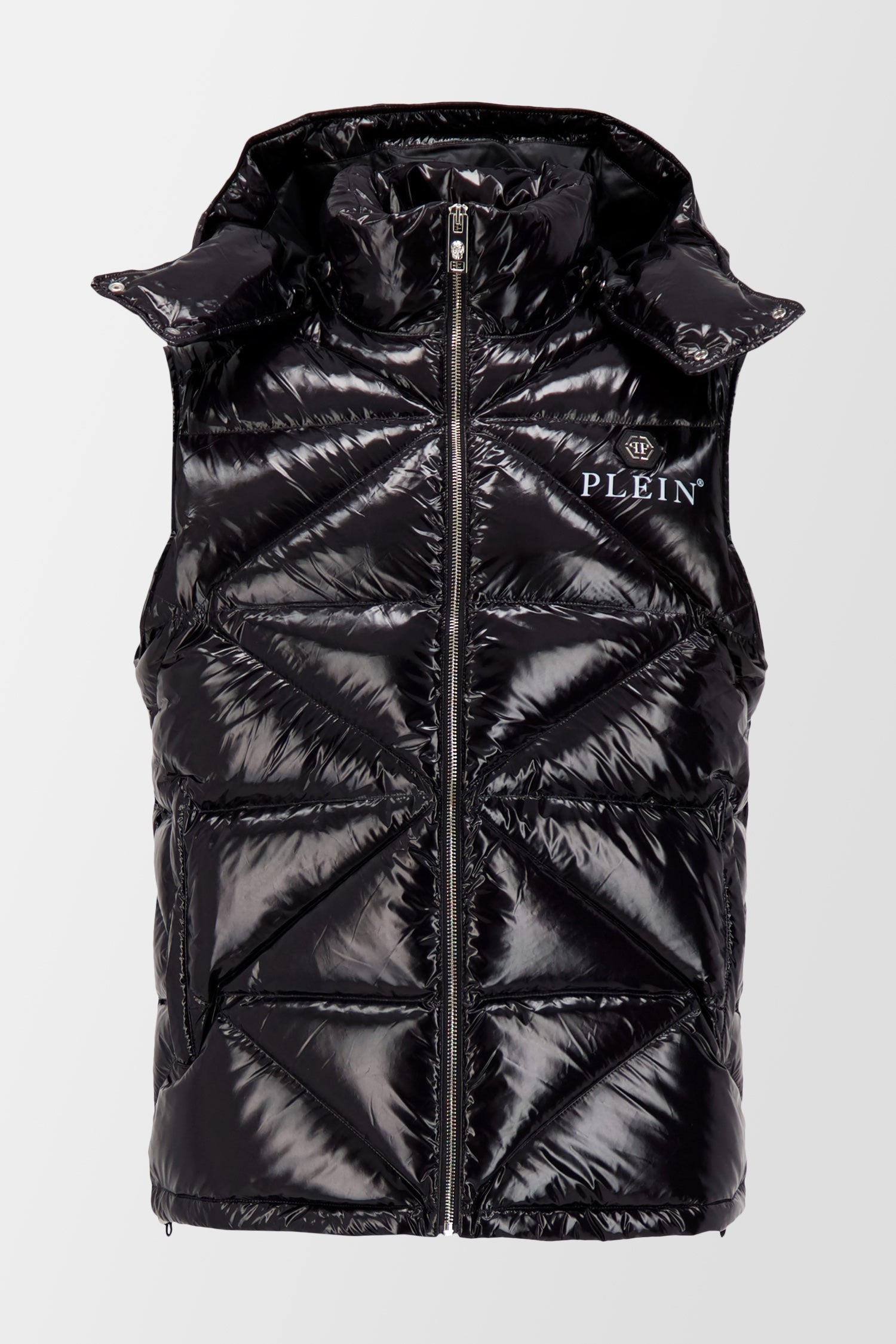 Philipp Plein Black Sleeveless Quilted Down jacket Hexagon