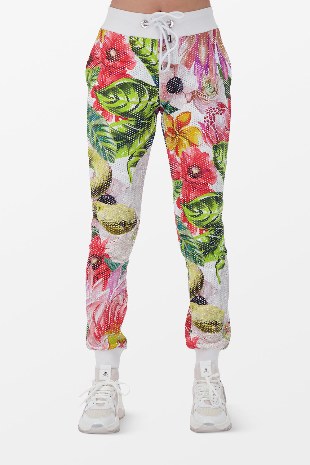 Philipp Plein White Flowers Jogging Trousers