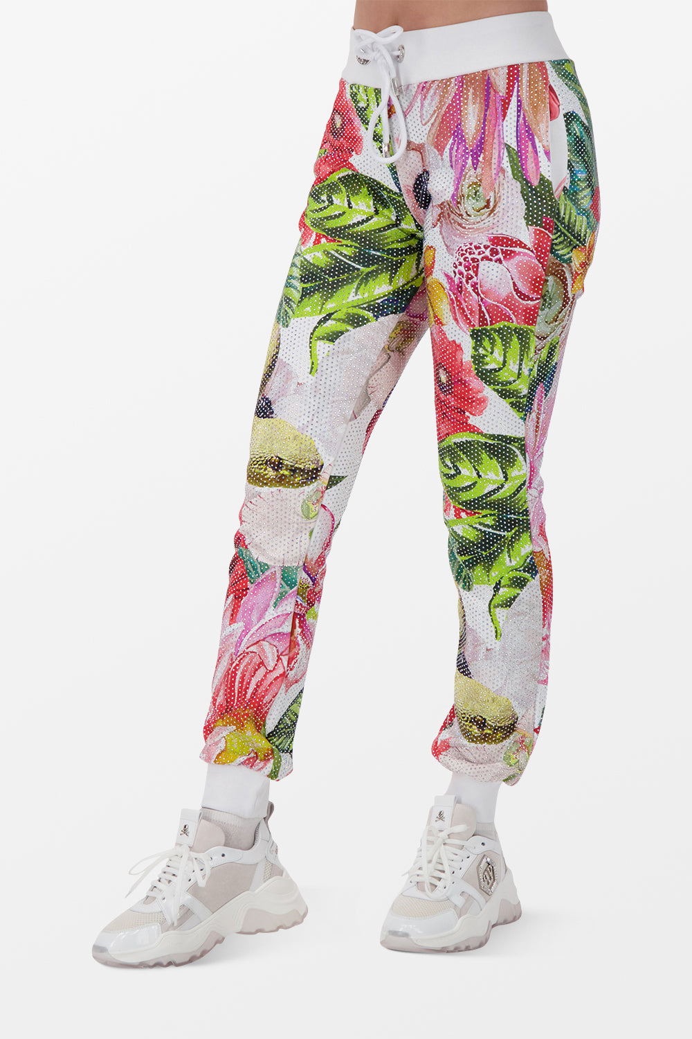 Philipp Plein White Flowers Jogging Trousers