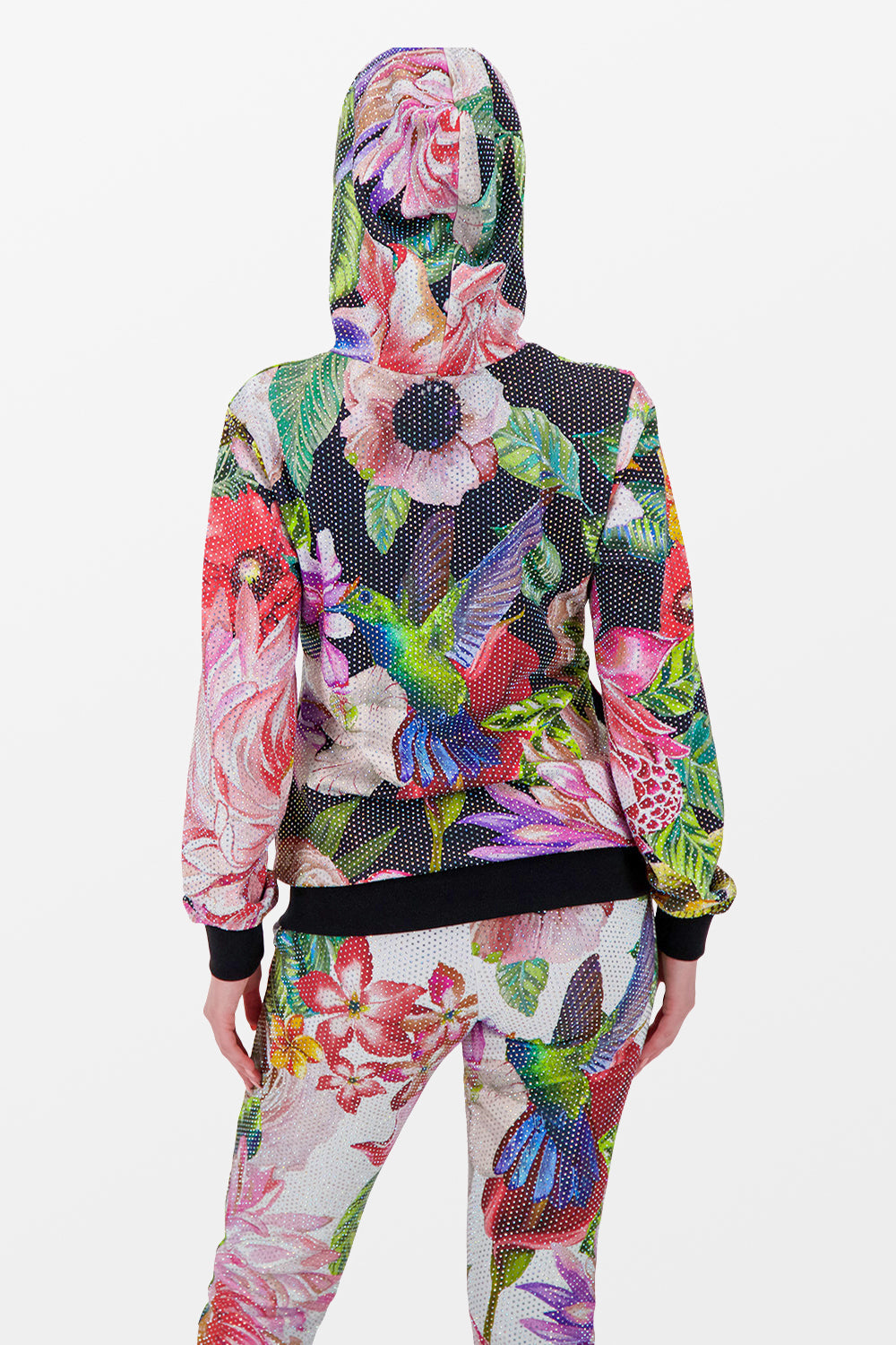 Philipp Plein Black Flowers Hoodie Sweatjacket