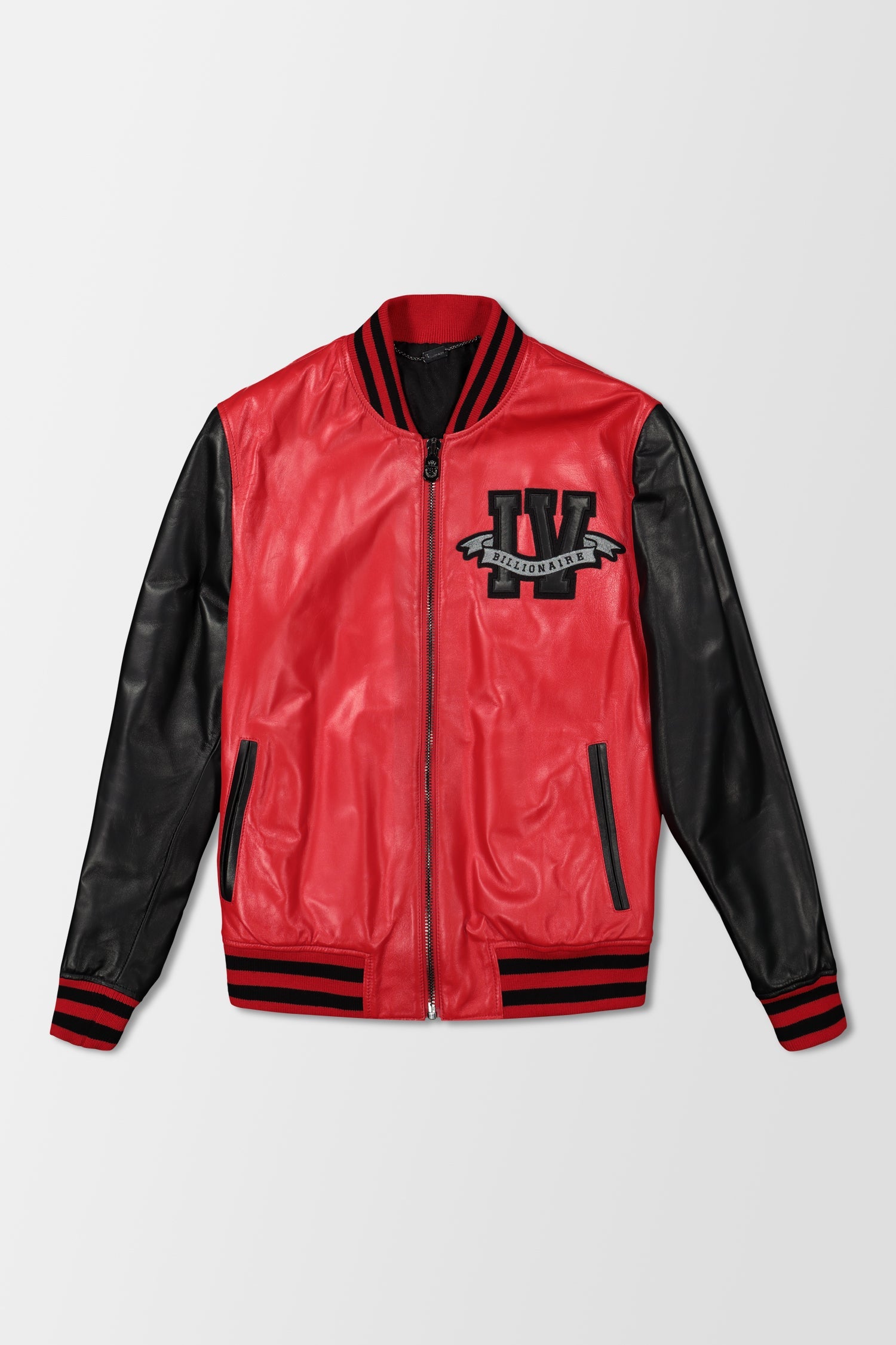Billionaire Red Leather Bomber Jacket