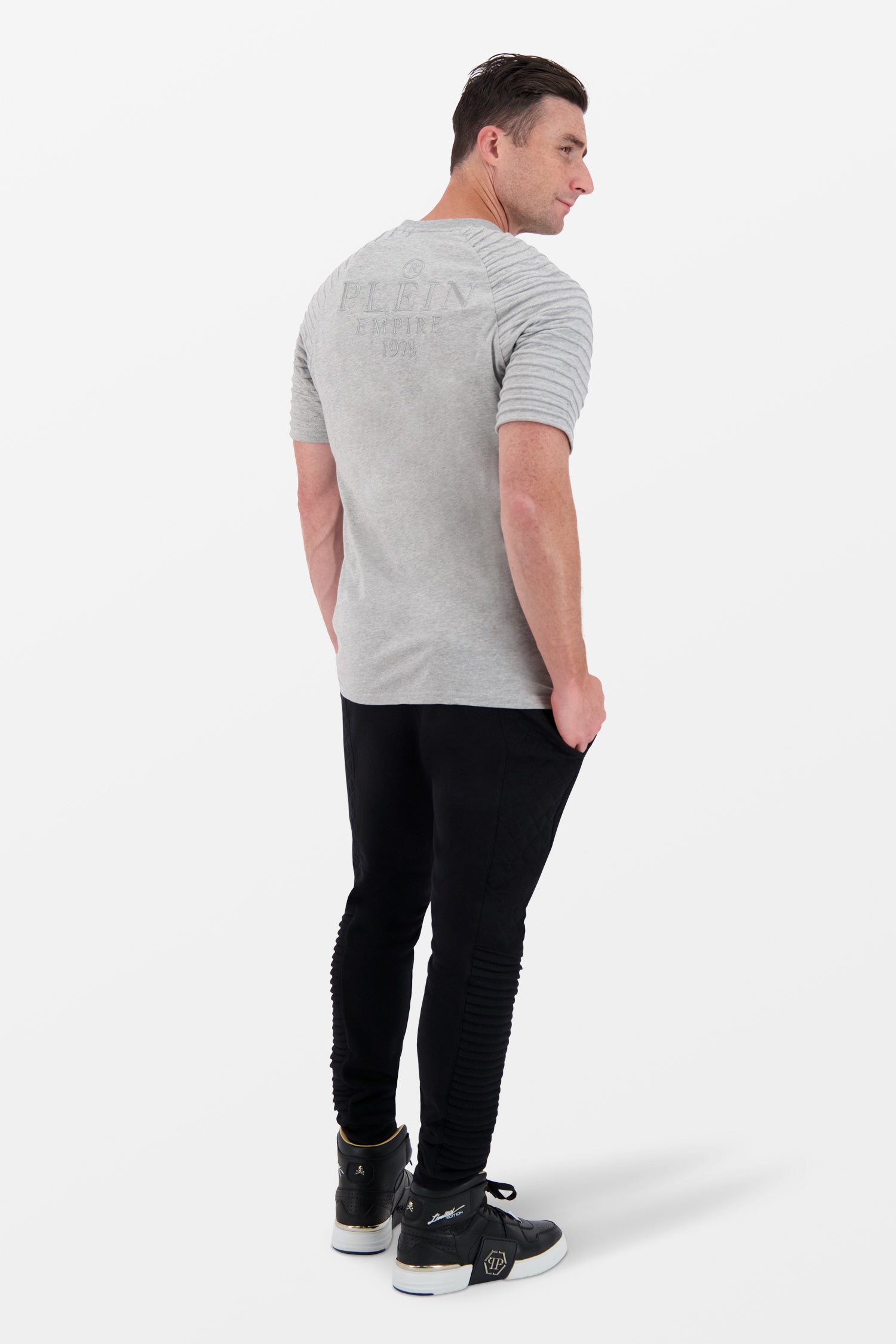 Philipp Plein Grey Round Neck SS T-Shirt