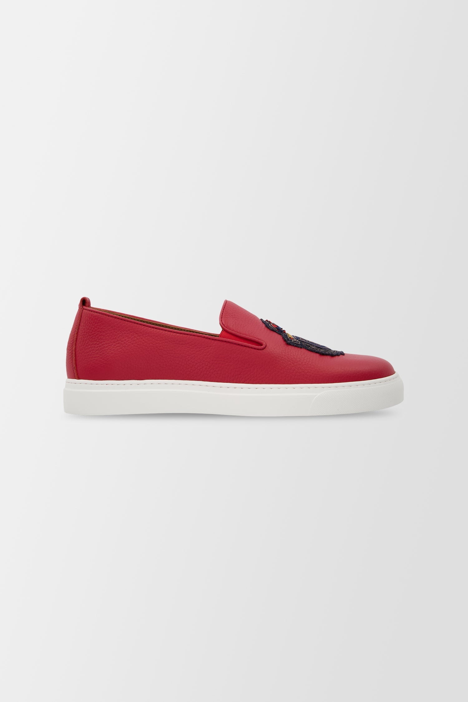 Billionaire Black Crest Red Slip-Ons