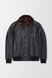Billionaire Dark Blue Leather Jacket