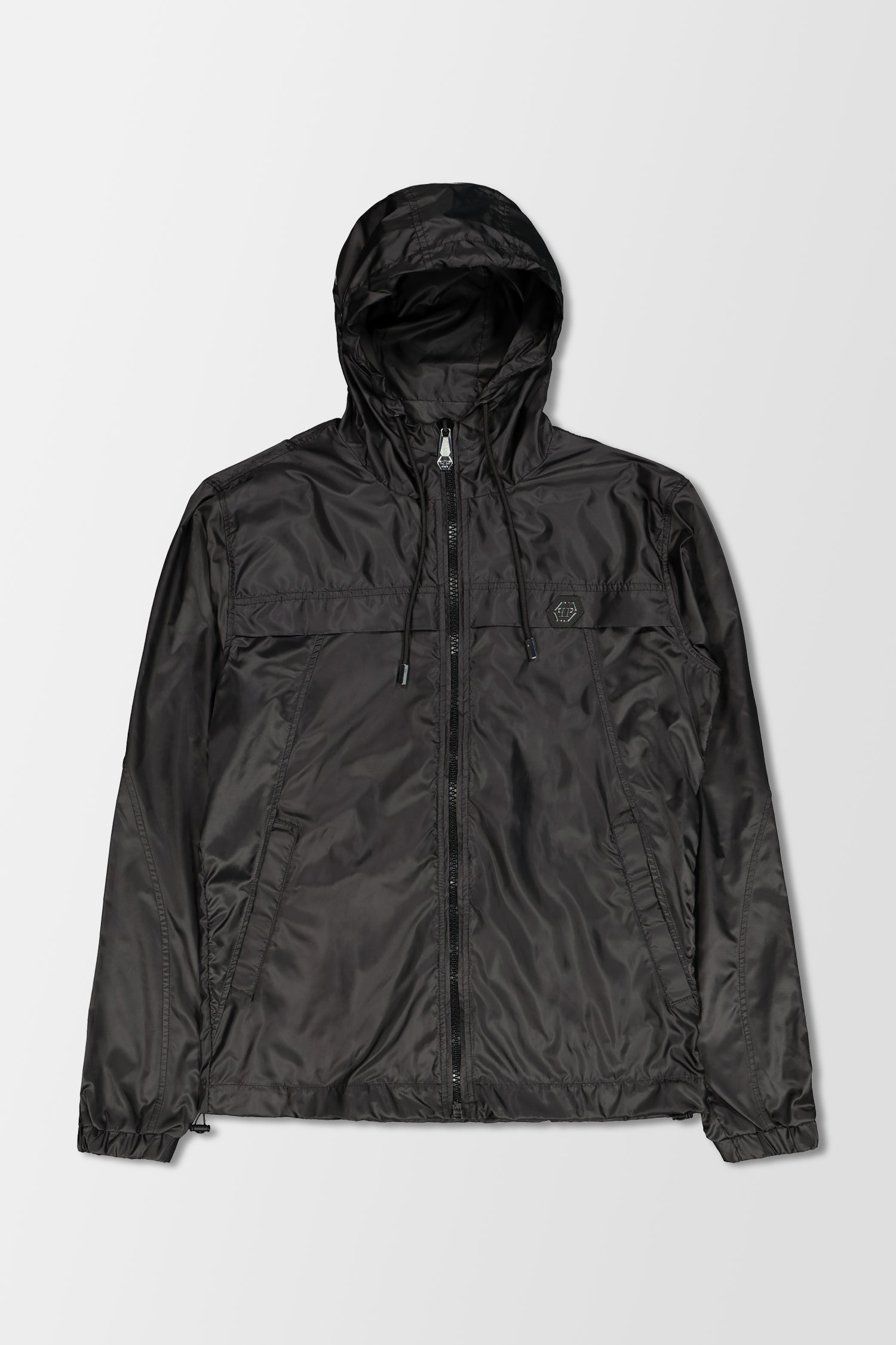 Philipp Plein Black Red Nylon Logo Print Jacket