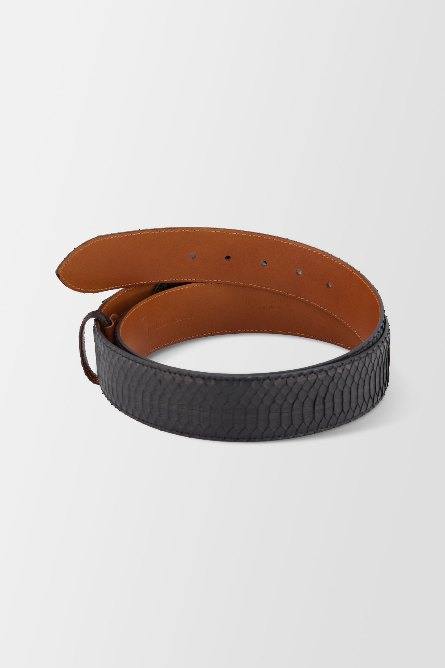 Billionaire Black/Black Nickel Elaphe Belt Crest