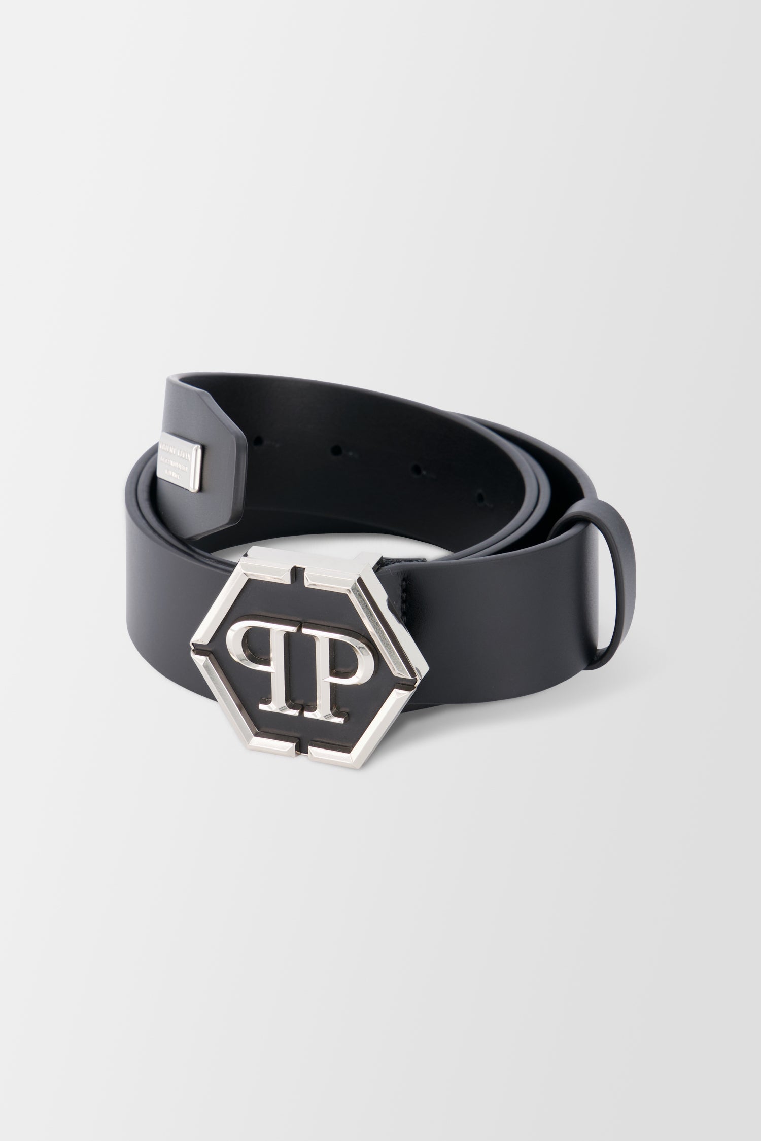 Philipp Plein Black Leather Star Belt