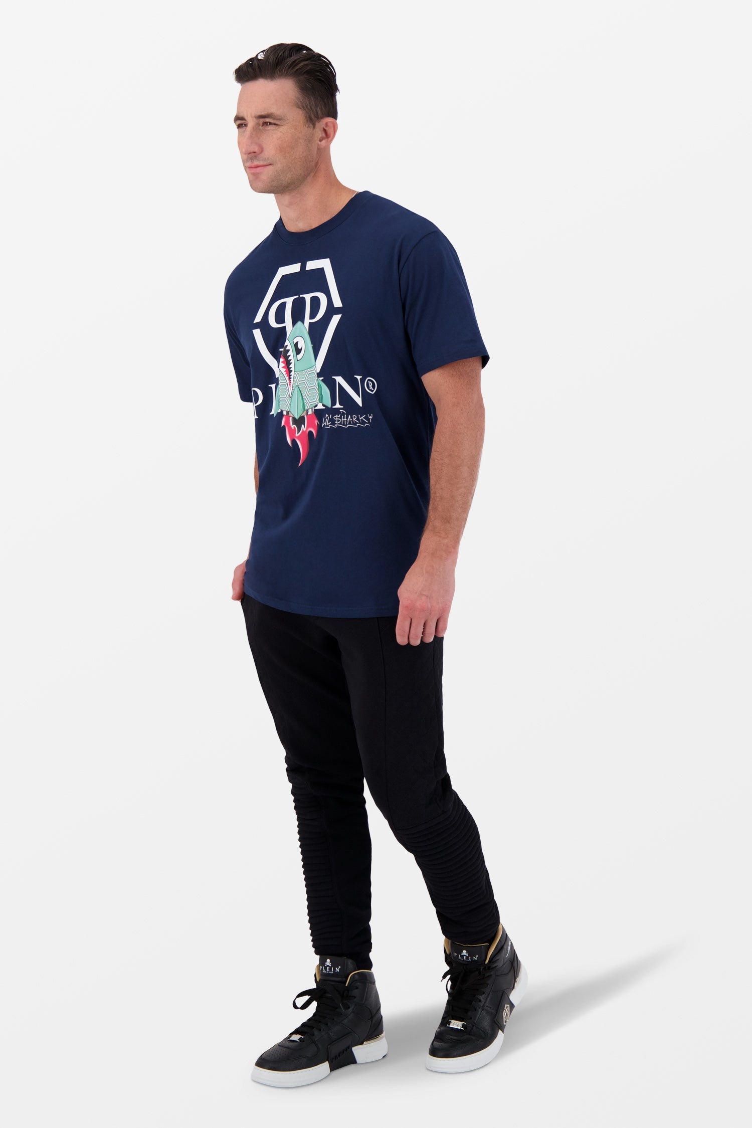 Philipp Plein Navy Round Neck SS Monster T-Shirt