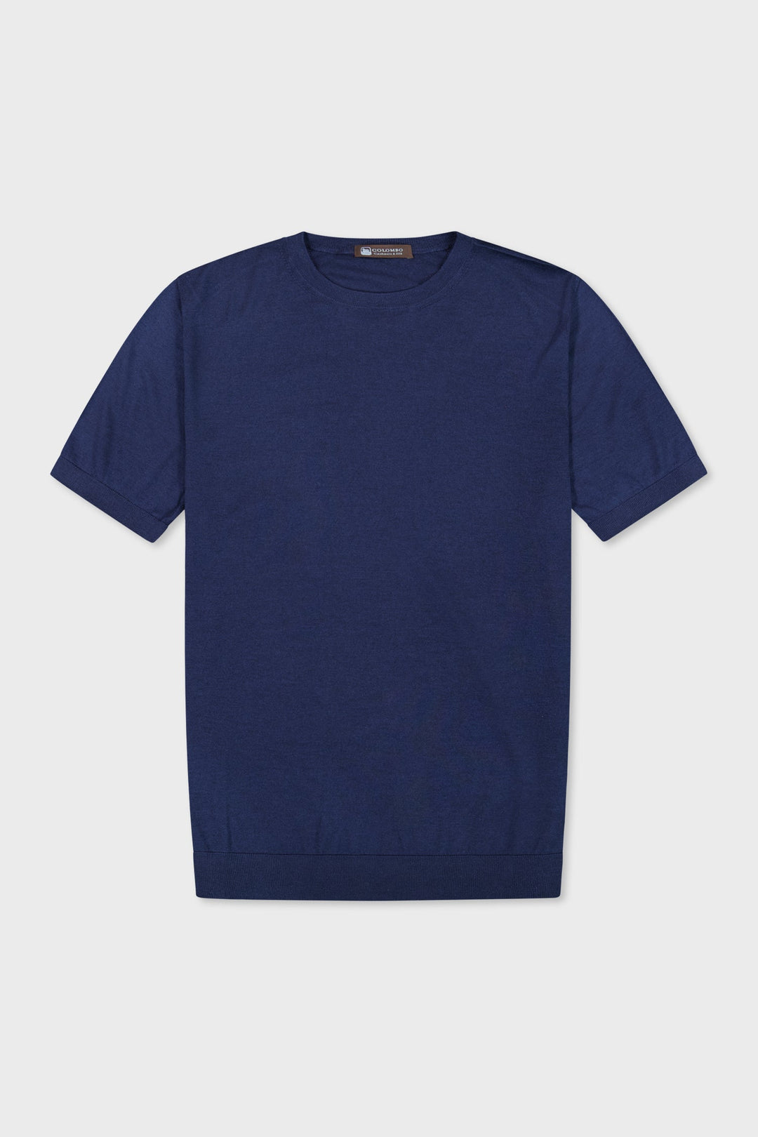 Lanificio Colombo Navy Cashmere Round Neck SS T-Shirt