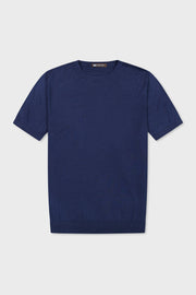 Lanificio Colombo Navy Cashmere Round Neck SS T-Shirt