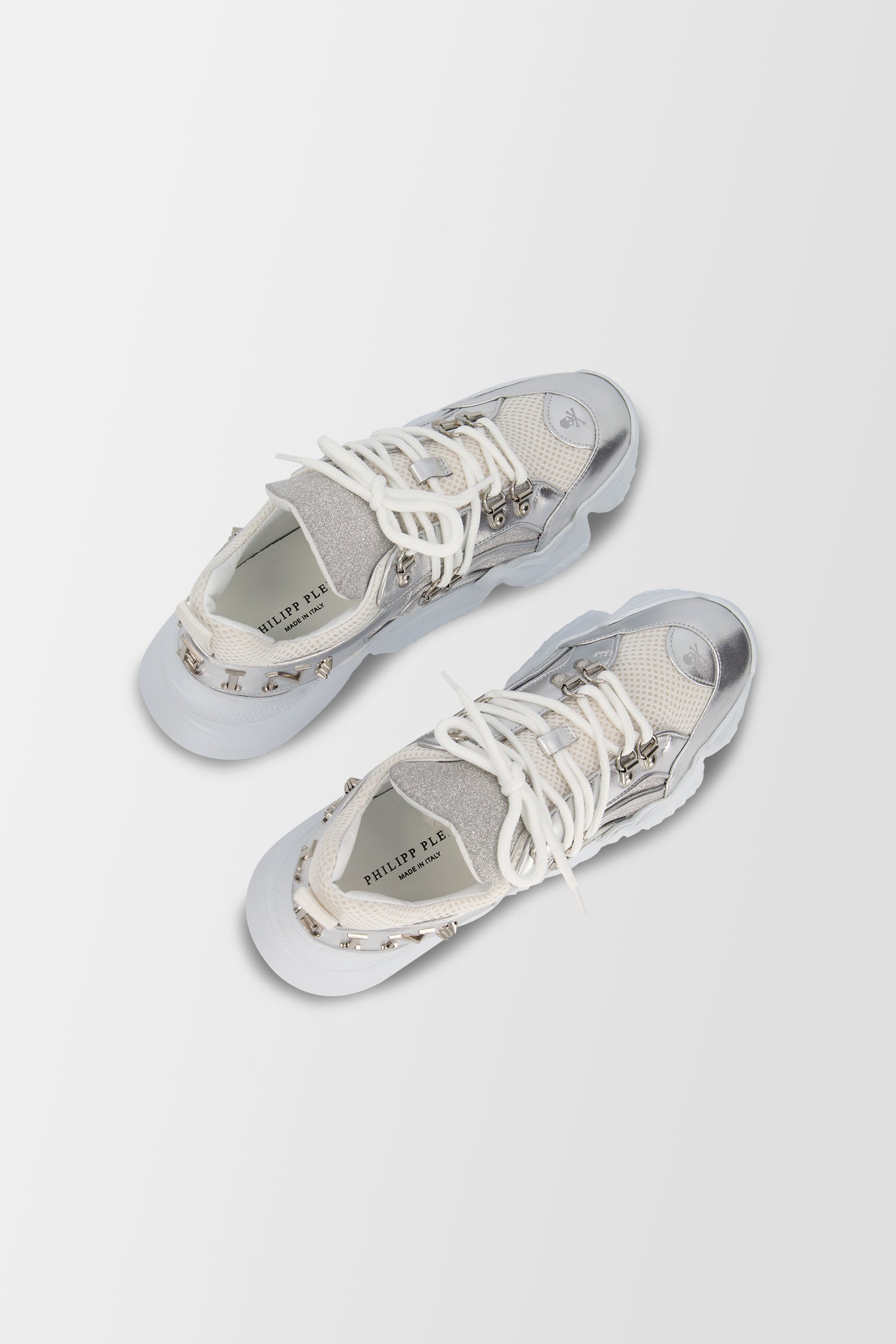 Philipp Plein Silver Crystal Sneakers