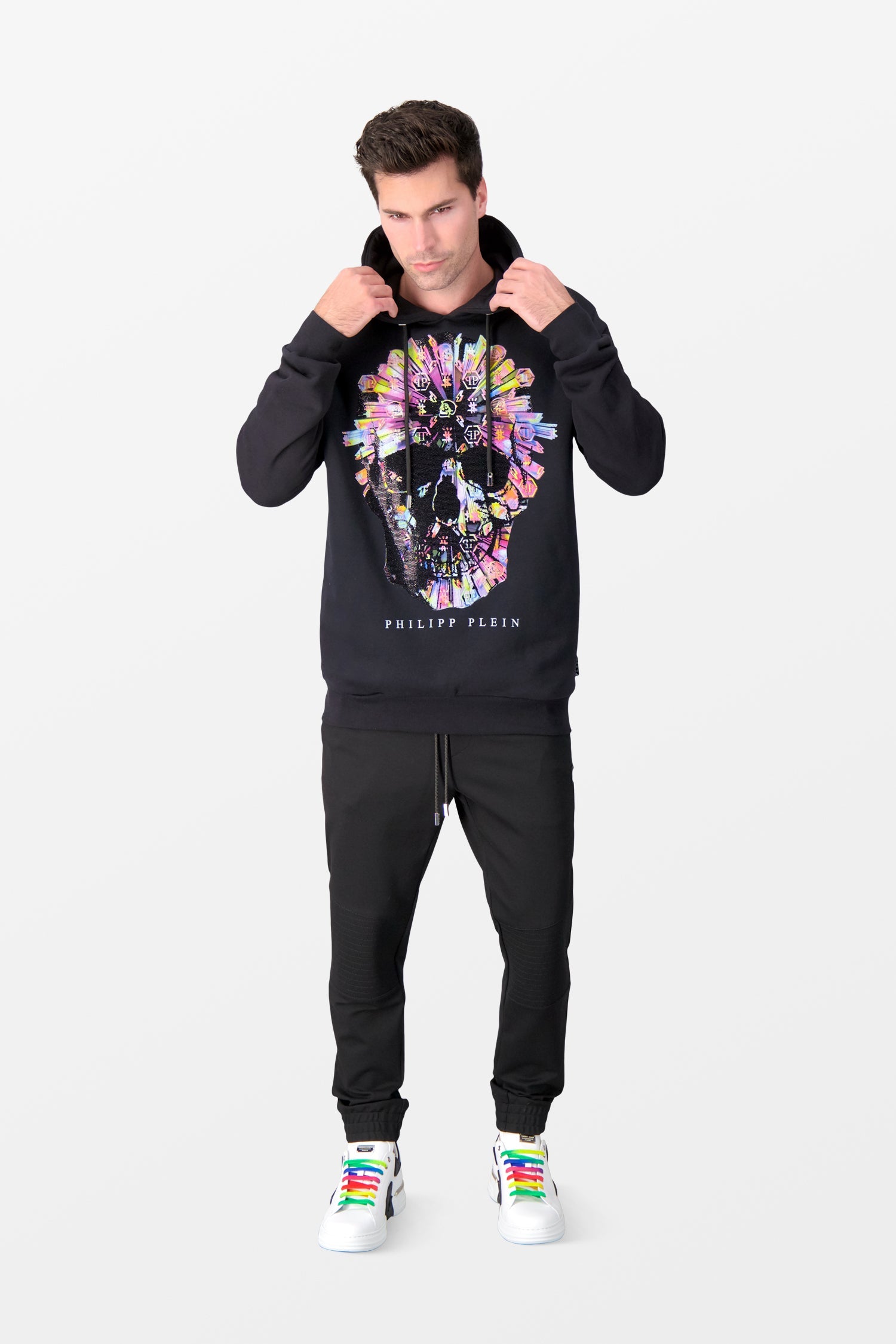 Philipp Plein Multicolor Skull Black Hoodie