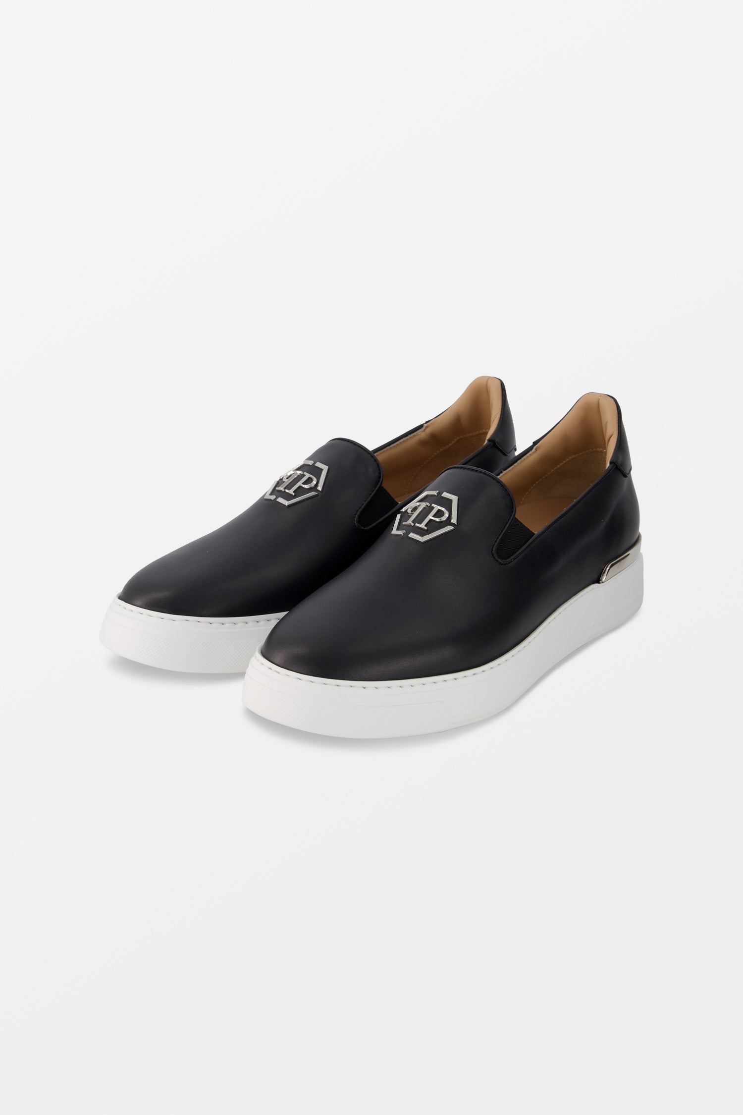 Philipp Plein Black Hexagon Slip-Ons