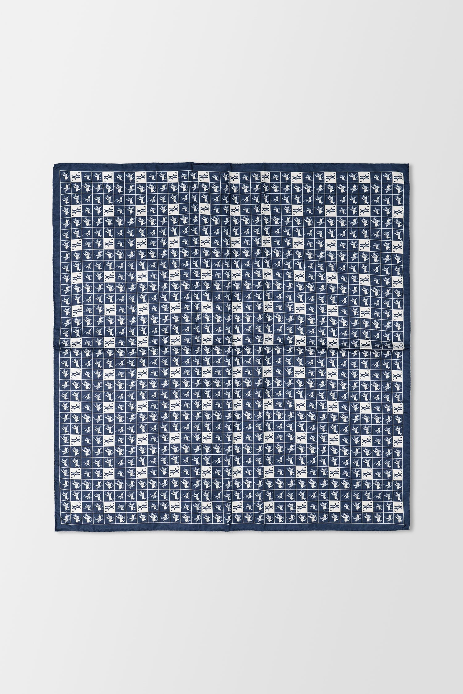 Billionaire Pochette Horses Scarf Navy