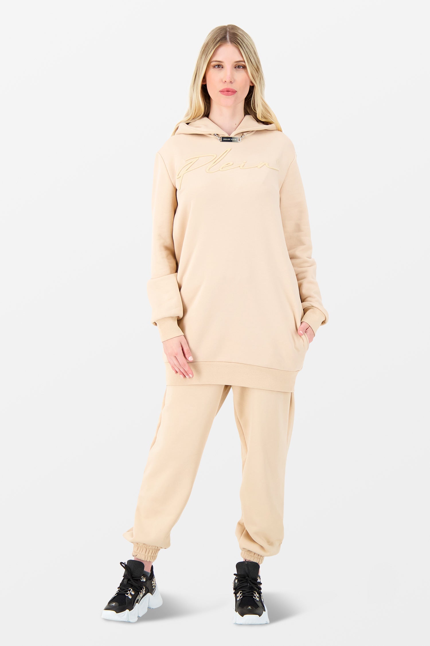 Philipp Plein Signature Beige Embroidery Hoodie