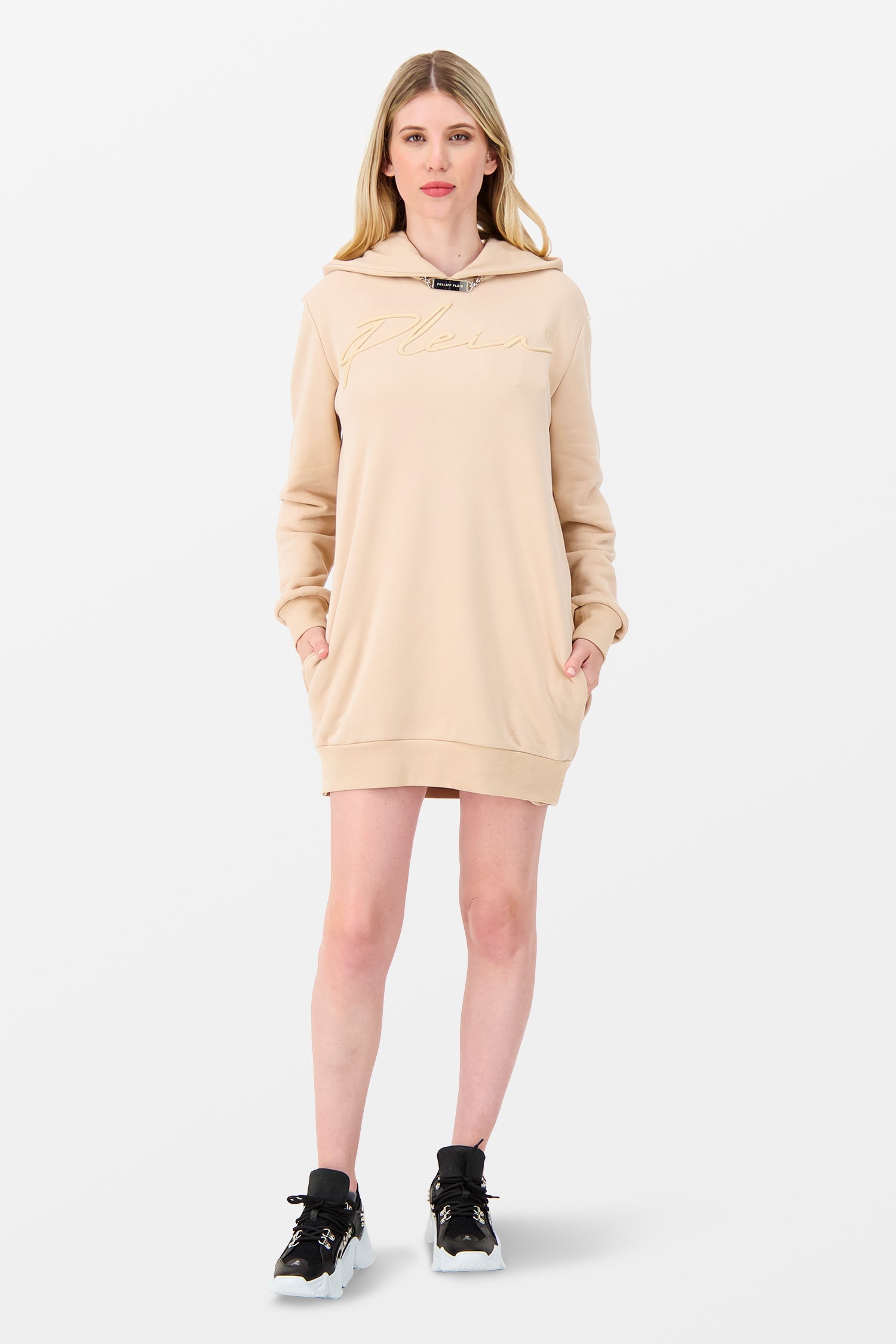 Philipp Plein Signature Beige Embroidery Hoodie