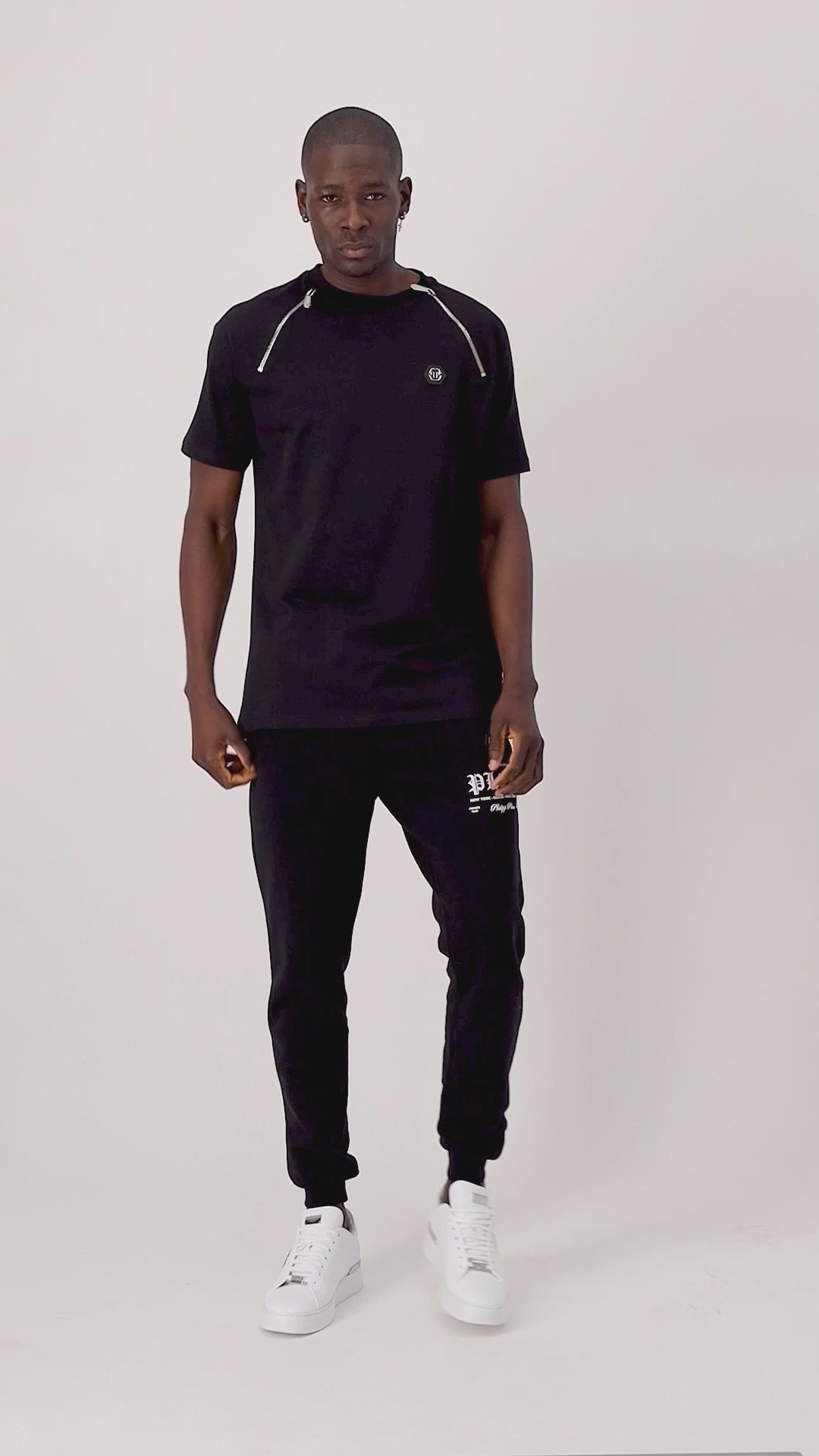 Load video: Philipp Plein Black Round Neck SS T-Shirt