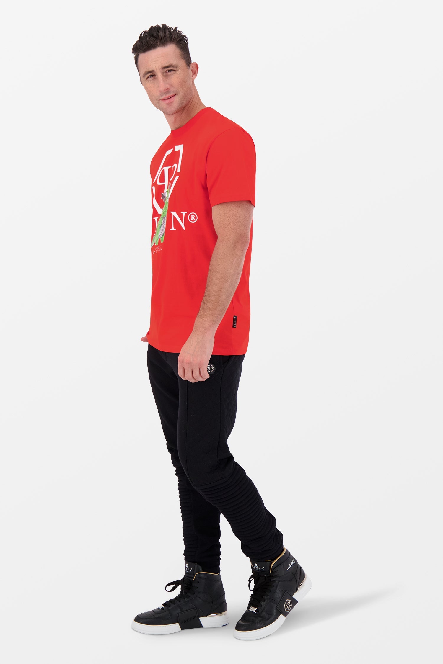 Philipp Plein Red Round Neck SS Monster T-Shirt