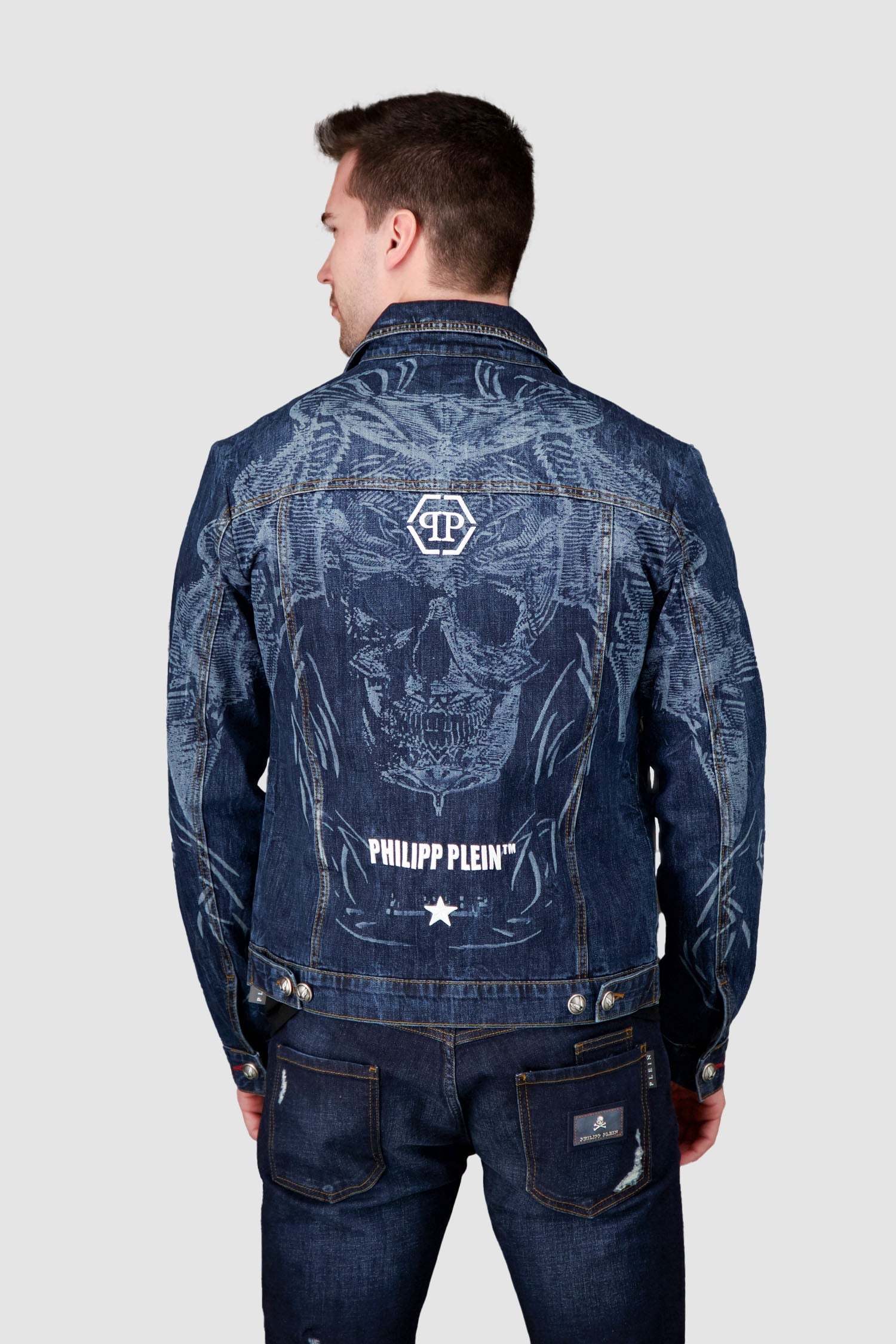 Philipp Plein Dark Blue Denim Jacket Psychosocial