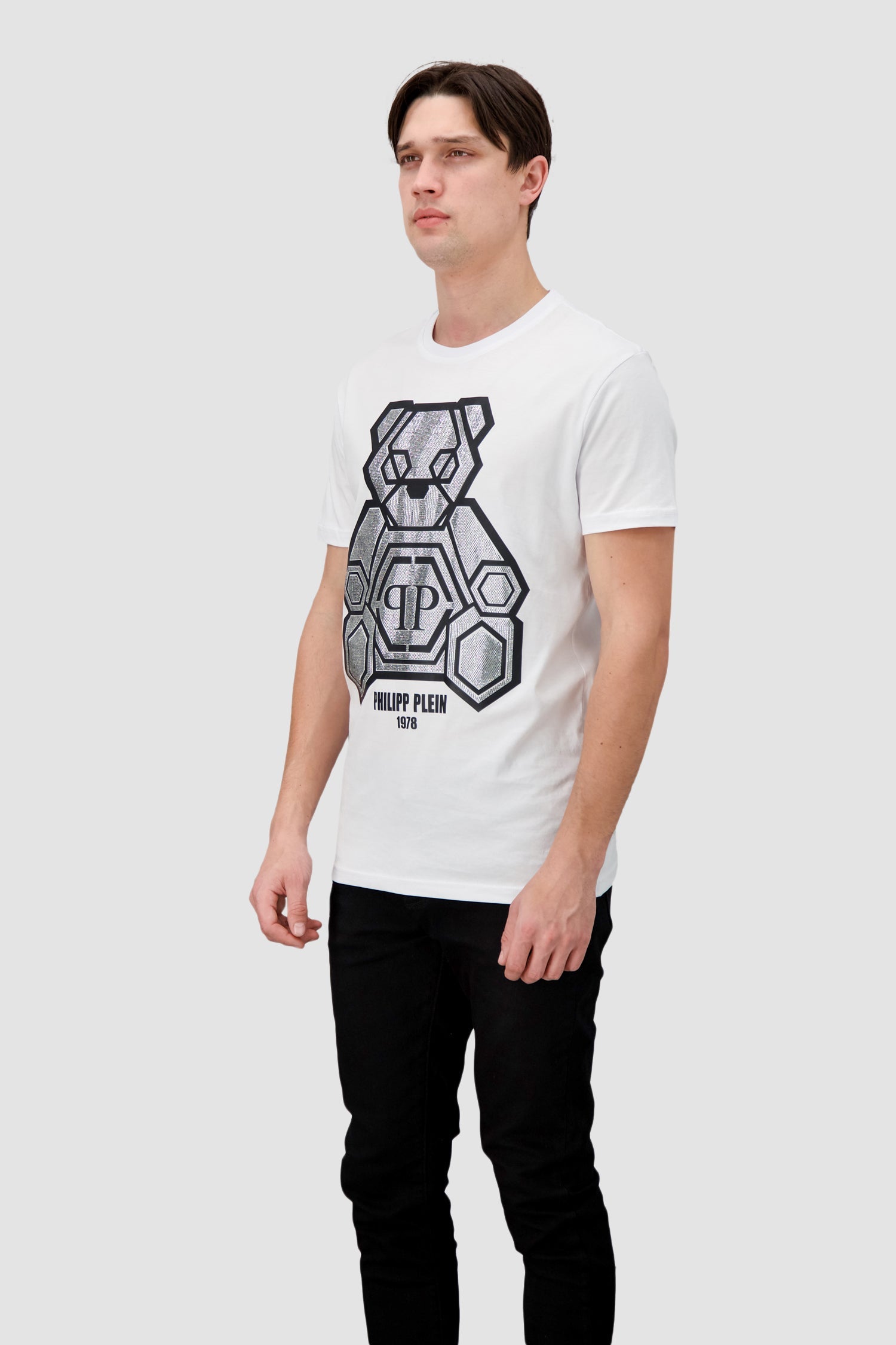 Philipp Plein White Round Neck SS Teddy Bear T-Shirt