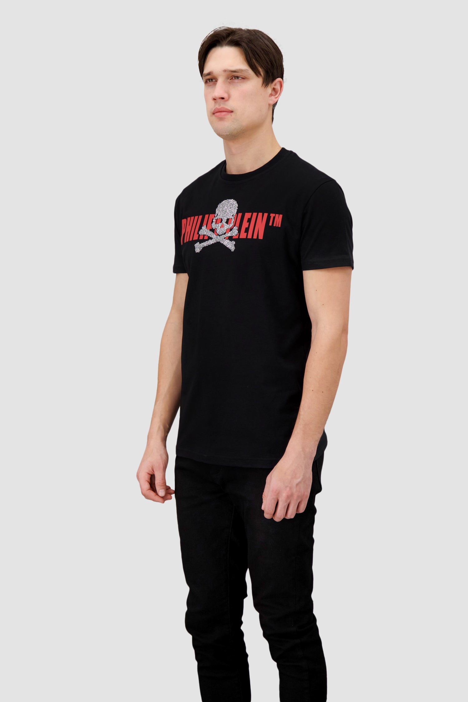 Philipp Plein Black/Red Round Neck SS Skull Strass T-Shirt