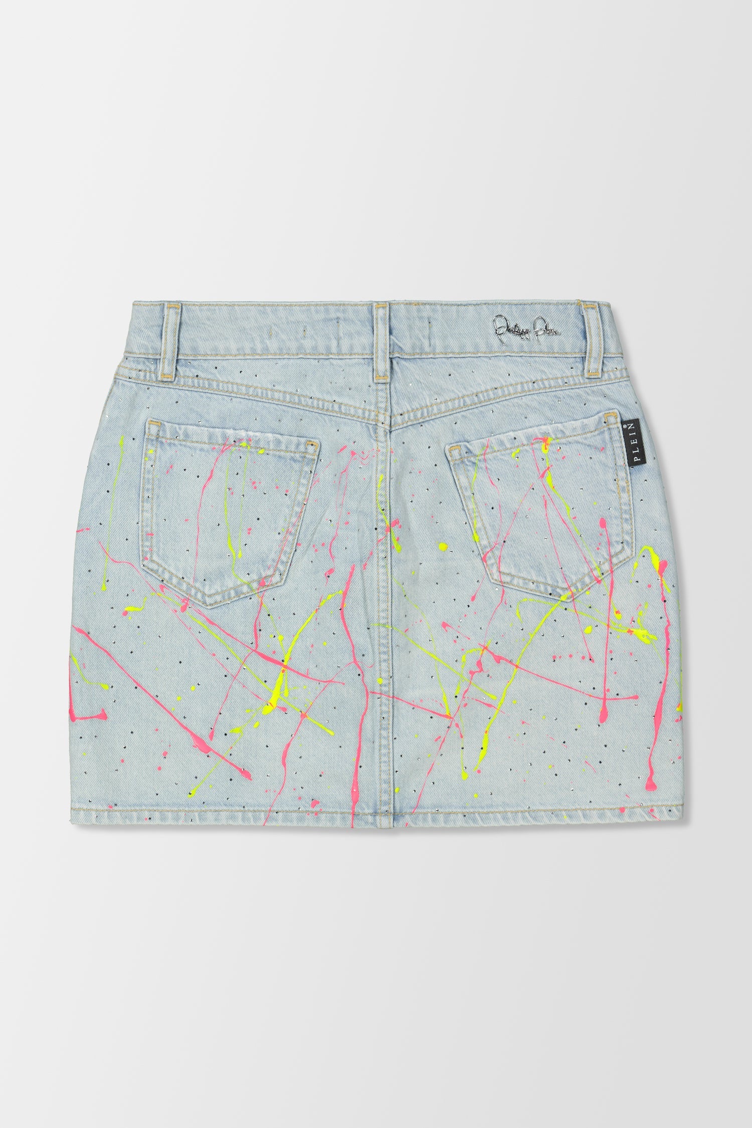 Philipp Plein Hot’n’Cold Crystal Denim Skirt
