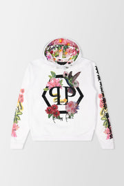 Philipp Plein White Flowers Hoodie