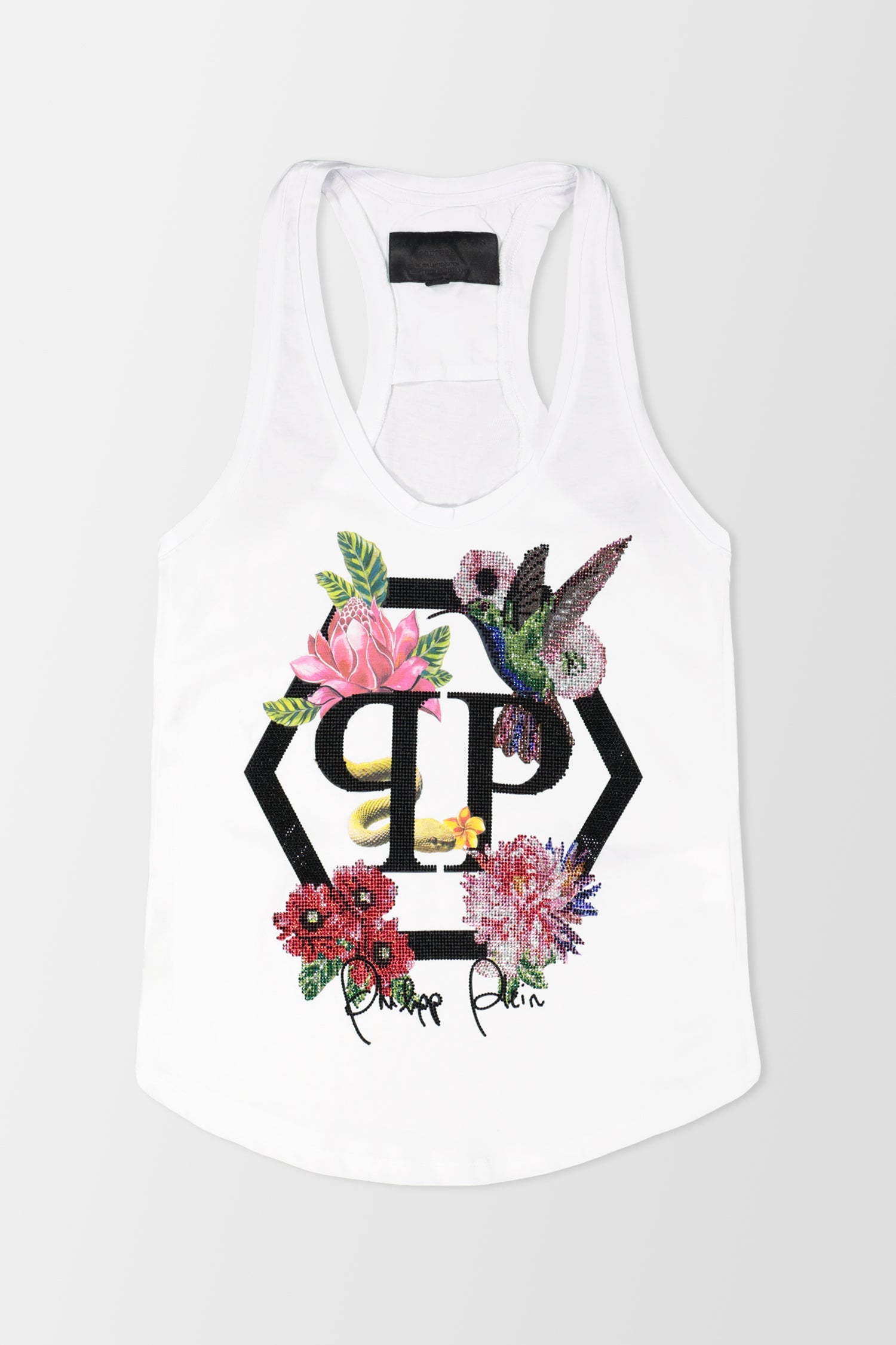 Philipp Plein White Flowers Tank Top